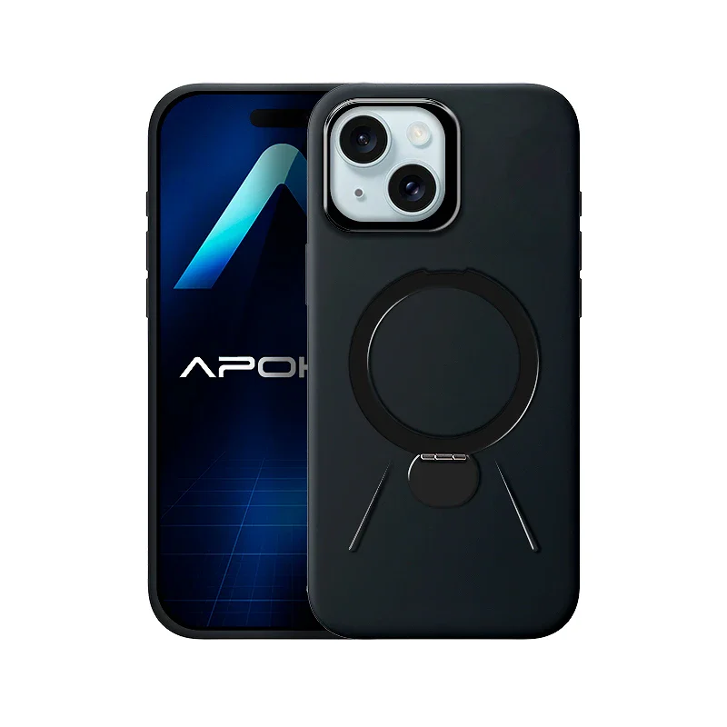 Capa Rock Apokin para iPhone 15 com Anel de Suporte Preto - Imagem 2