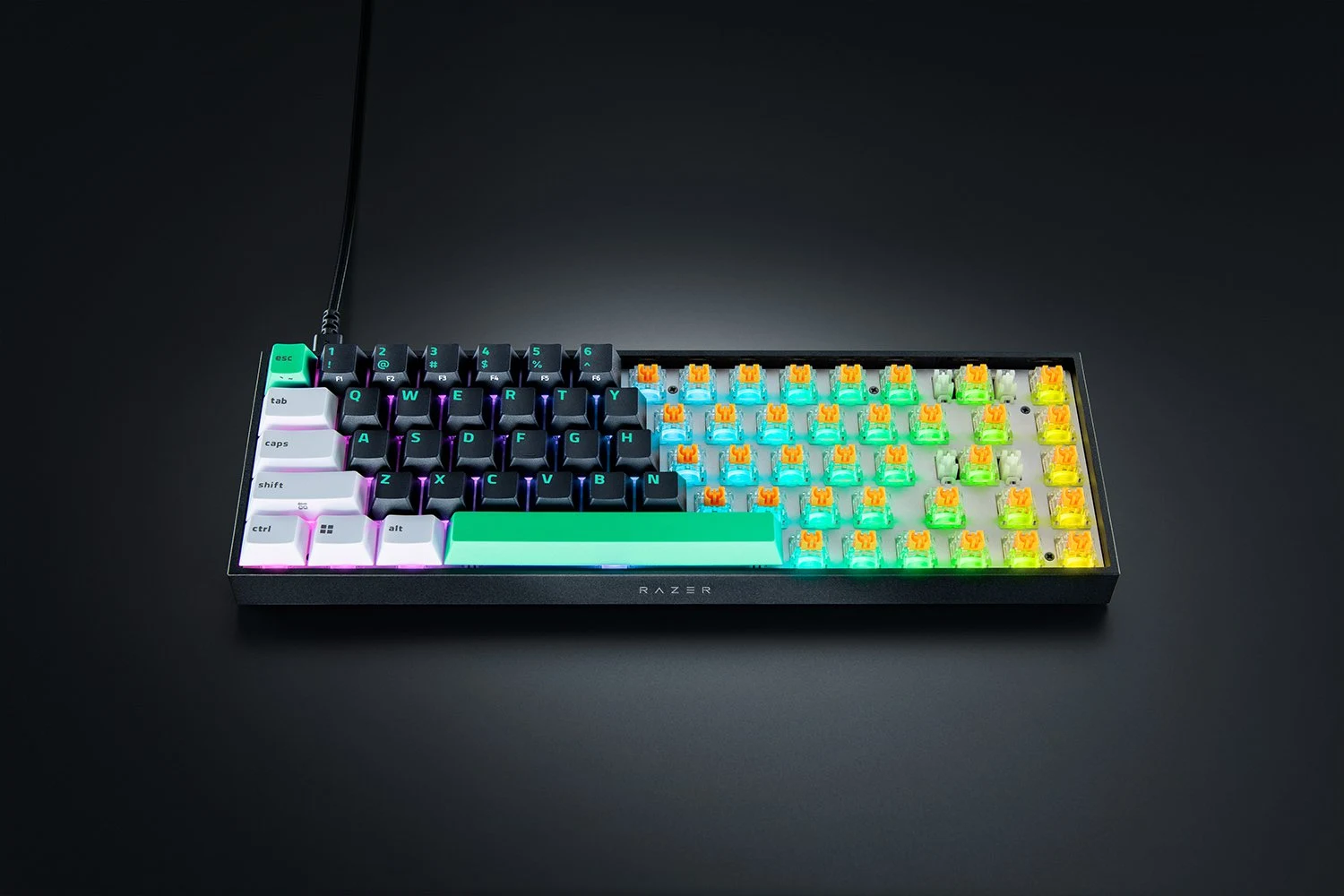 Teclado Gaming Razer Reclusa X Mini 65% Hot-Swappable Switches Táteis Laranja Layout PT - Imagem 3