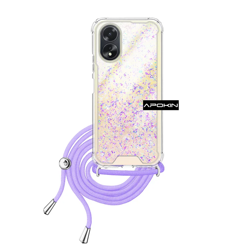 Capa Apokin para Oppo A38 4G Gel Transparente com Cordão Lilás - Imagem 2