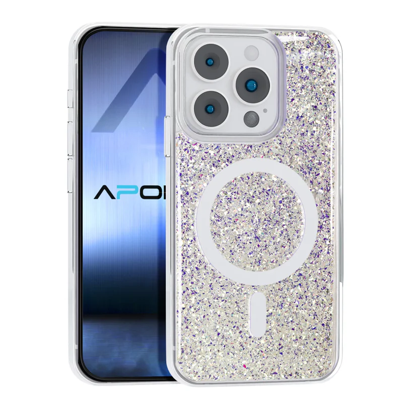Capa Acrílica Apokin para iPhone 14 Pro com Purpurina e MagSafe 1 - Imagem 4