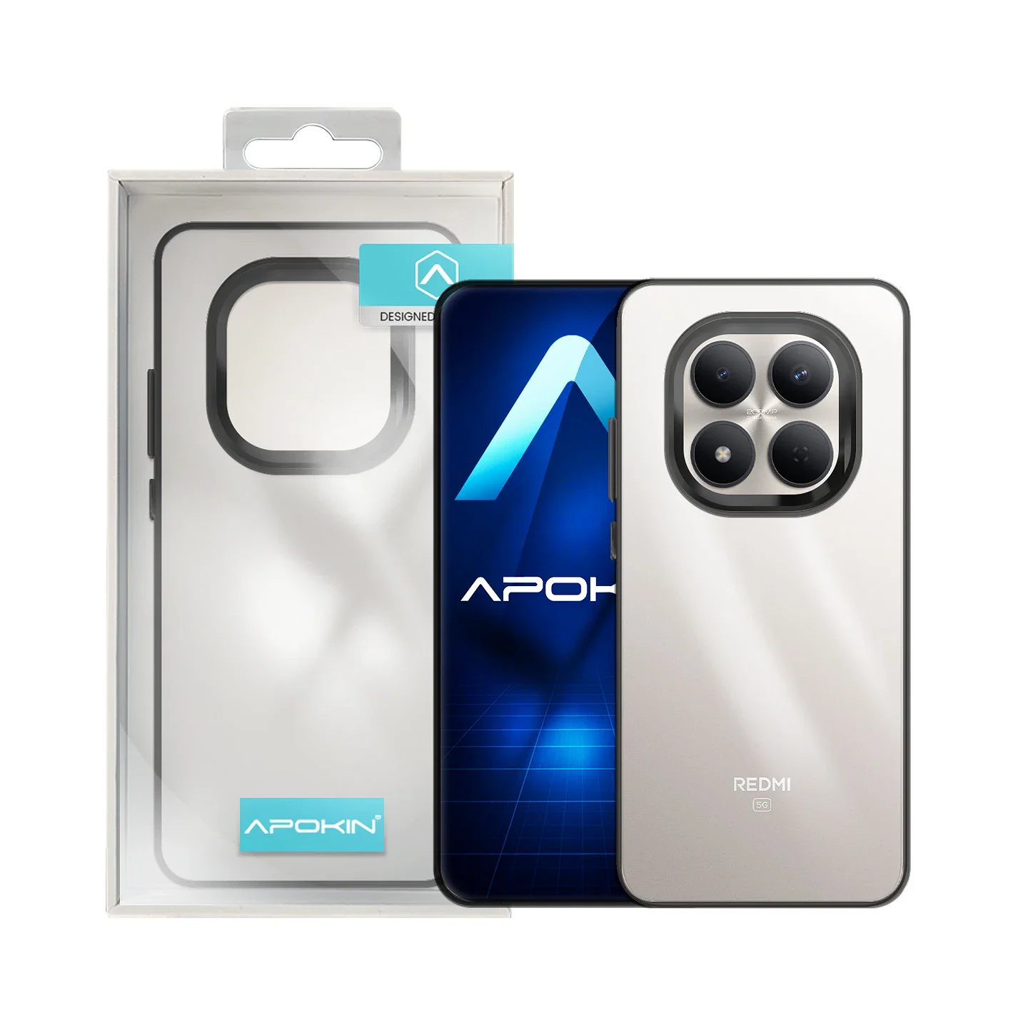 Capa Apokin Acrílica Transparente para Xiaomi Redmi Note 14 Pro 5G Preto