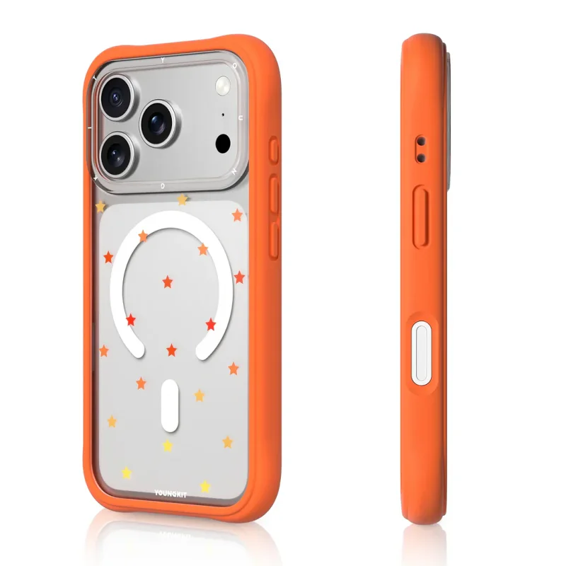 Capa Apokin Youngkit Starry Dots Magnética para iPhone 17 Pro Max e 18 Pro Max Laranja - Imagem 4