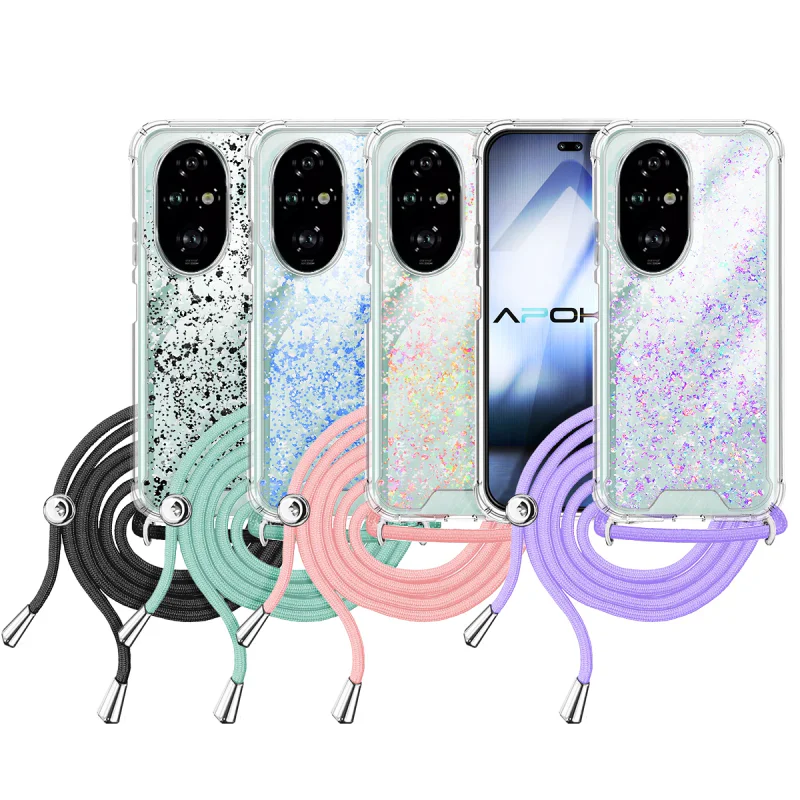 Capa Apokin Honor 200 Pro Gel Transparente com Cordão Rosa - Imagem 1