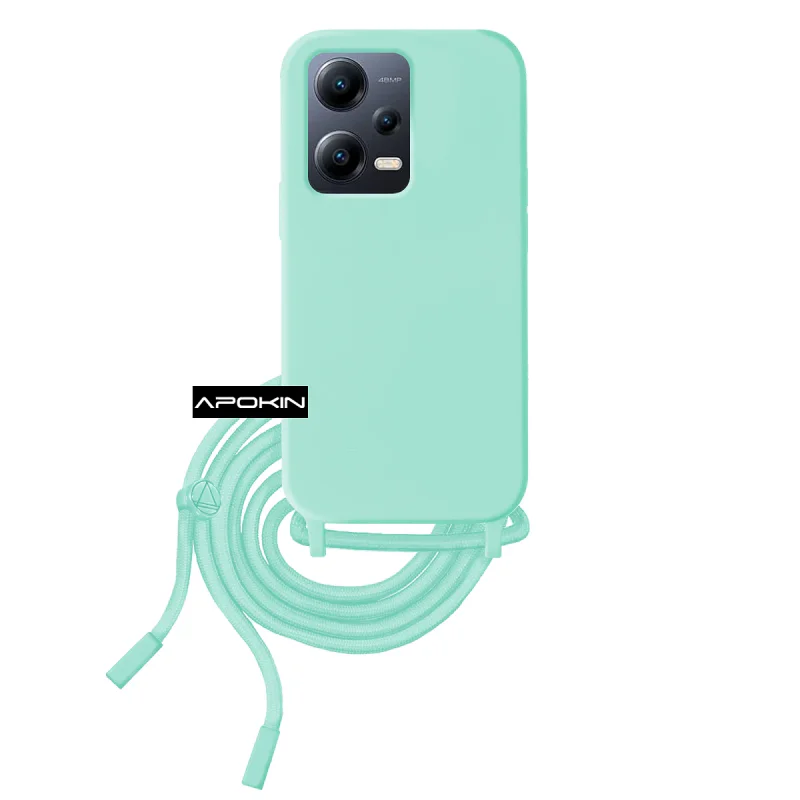 Capa Flexível Apokin com Cordão para Xiaomi Redmi Note 12 5G e Poco X5 Preto - Imagem 2