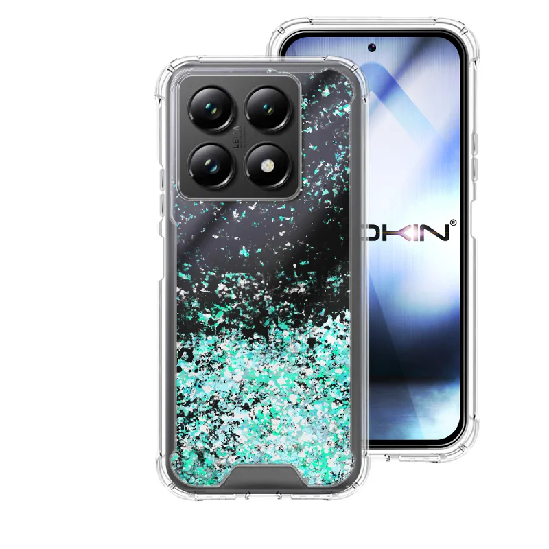 Capa Apokin para Xiaomi 14T Pro em Gel Acrílico Transparente com Purpurina Lilás - Imagem 4