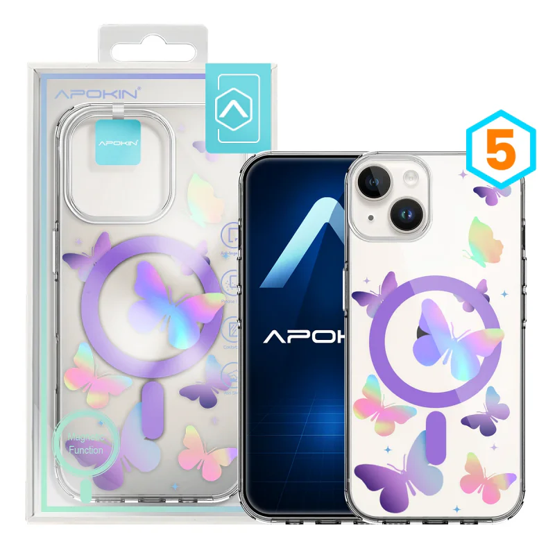 Capa Metálica Iridescente Apokin para iPhone 13 / 14 com MagSafe e Desenhos Cor 3 - Imagem 6