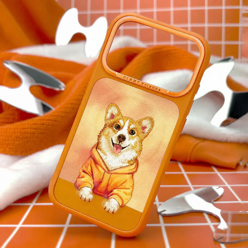 Capa Apokin para iPhone 17 Pro Max / 18 Pro Max com MagSafe e Bordado de Animais Laranja - Imagem 2