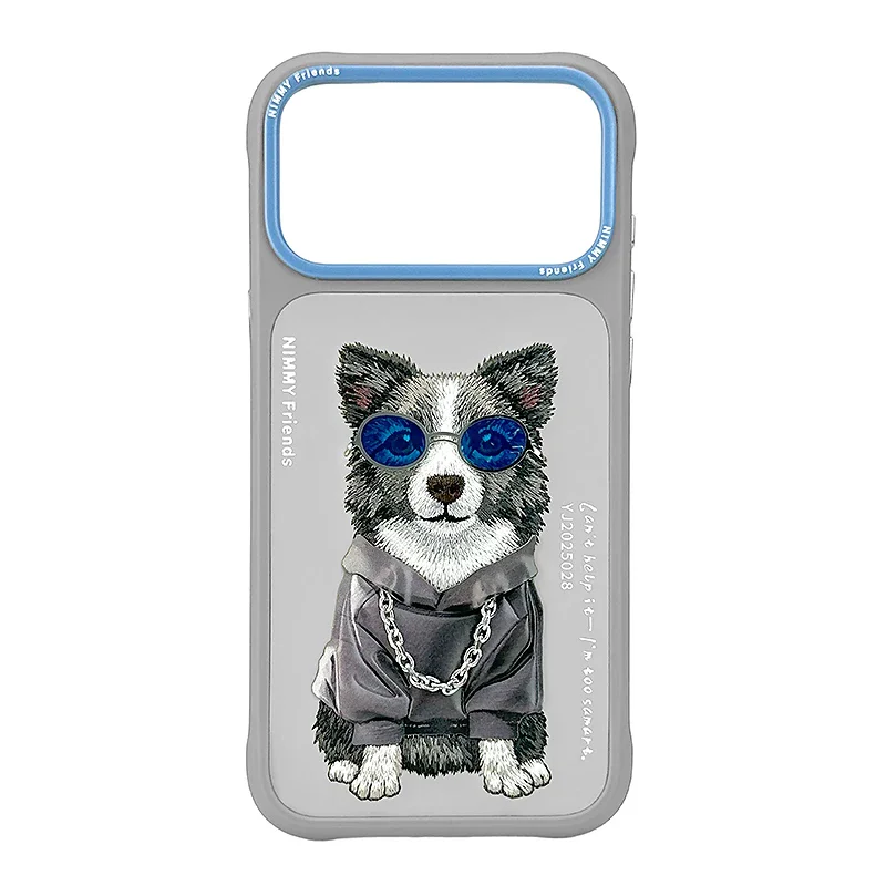 Capa Apokin Nimmy para iPhone 16 Pro com Bordado e MagSafe Cinza - Imagem 1