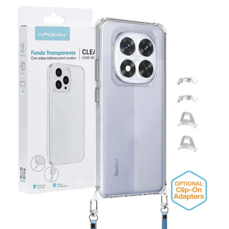 Capa Apokin ClearStrap 2 em 1 com Cordão para Xiaomi Redmi Note 14 Pro 5G e Poco X7 Transparente