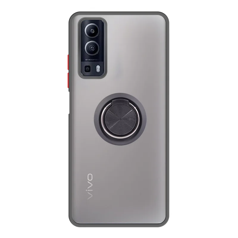Capa de Gel Apokin para Vivo Y52 5G com Suporte Magnético Fumê Vermelho - Imagem 4