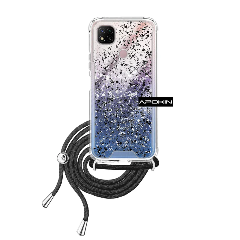 Capa de Gel Apokin Transparente com Cordão para Xiaomi Redmi 9C Azul Turquesa - Imagem 5