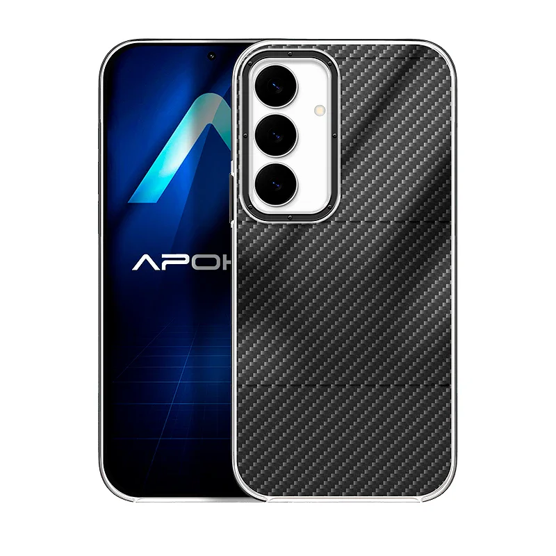 Capa Apokin para Samsung Galaxy S25 FE com Efeito Carbono Preto - Imagem 1