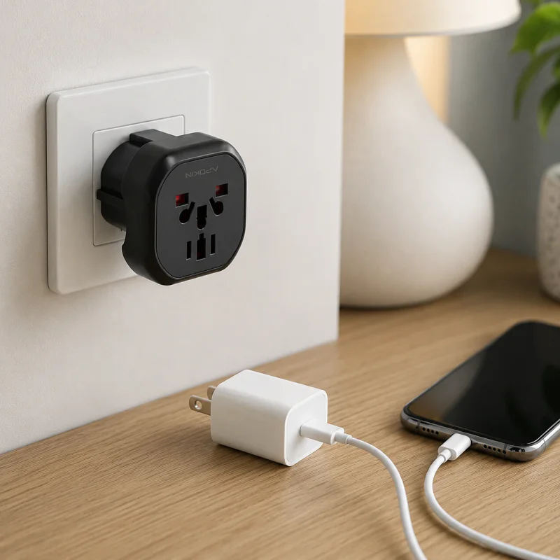Adaptador de Tomada Universal de Viagem Apokin Internacional Preto - Imagem 3