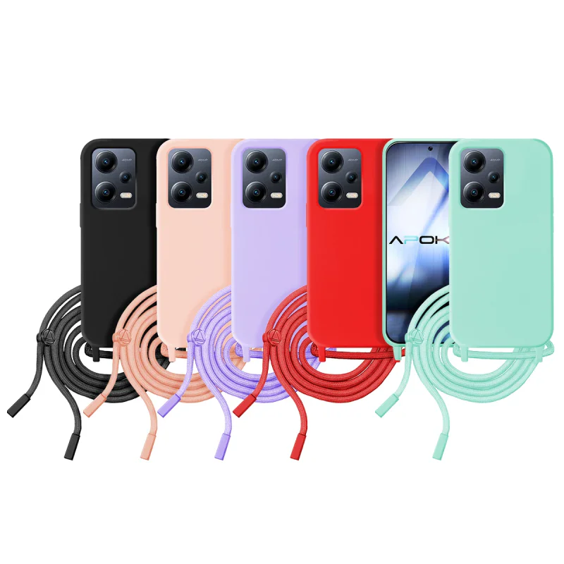 Capa Flexível Apokin com Cordão para Xiaomi Redmi Note 12 5G e Poco X5 Preto