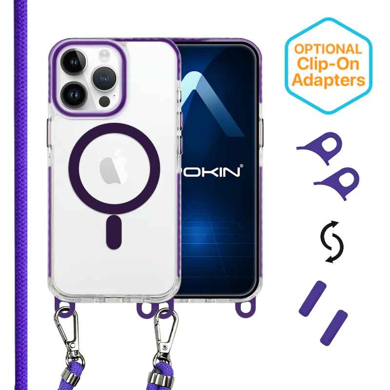 Capa Apokin para iPhone 14 Pro Max em Acrílico com Cordão Lilás - Imagem 4
