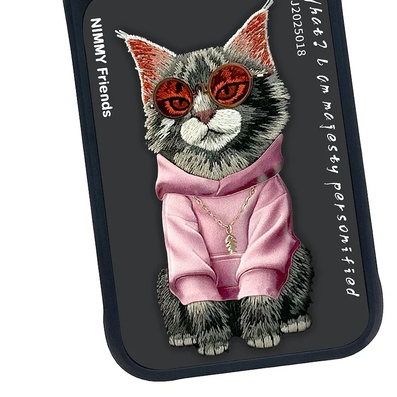Capa Nimmy Bordada Apokin para iPhone 16 Pro Max com MagSafe Gato Preto - Imagem 4