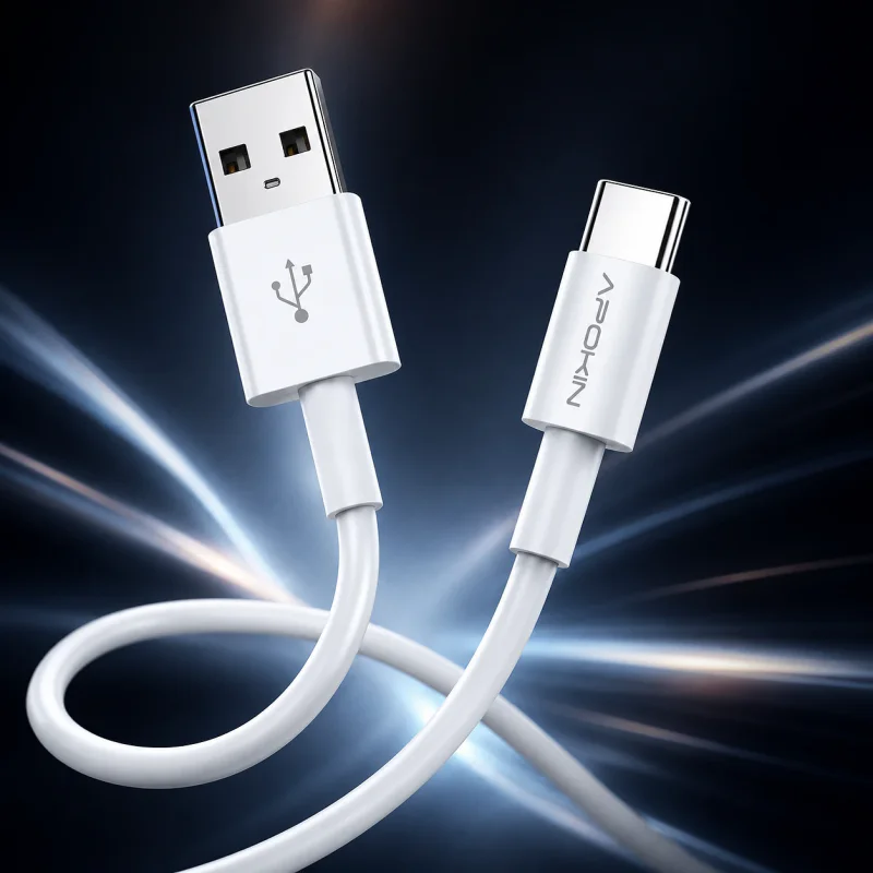 Cabo USB-A para USB-C Apokin C009A-C 1 m 2 A Branco - Imagem 2