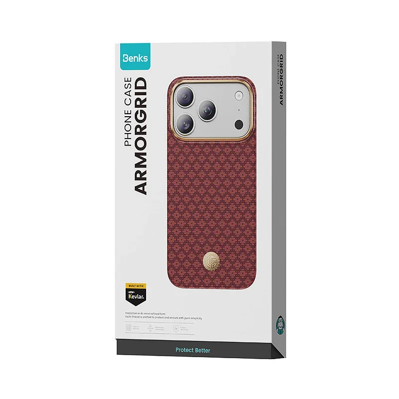 Capa BENKS ArmorGrid Air em Kevlar para iPhone 17 Pro e 18 Pro Vermelho - Imagem 2