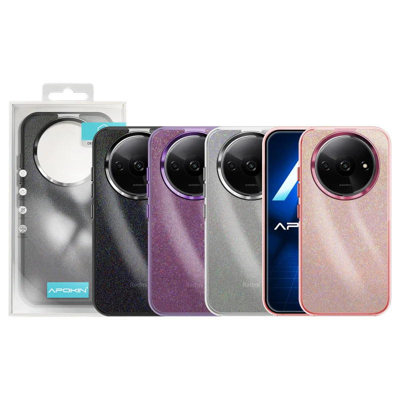 Capa Apokin para Xiaomi Redmi A3 Acrílica com Purpurina Prata