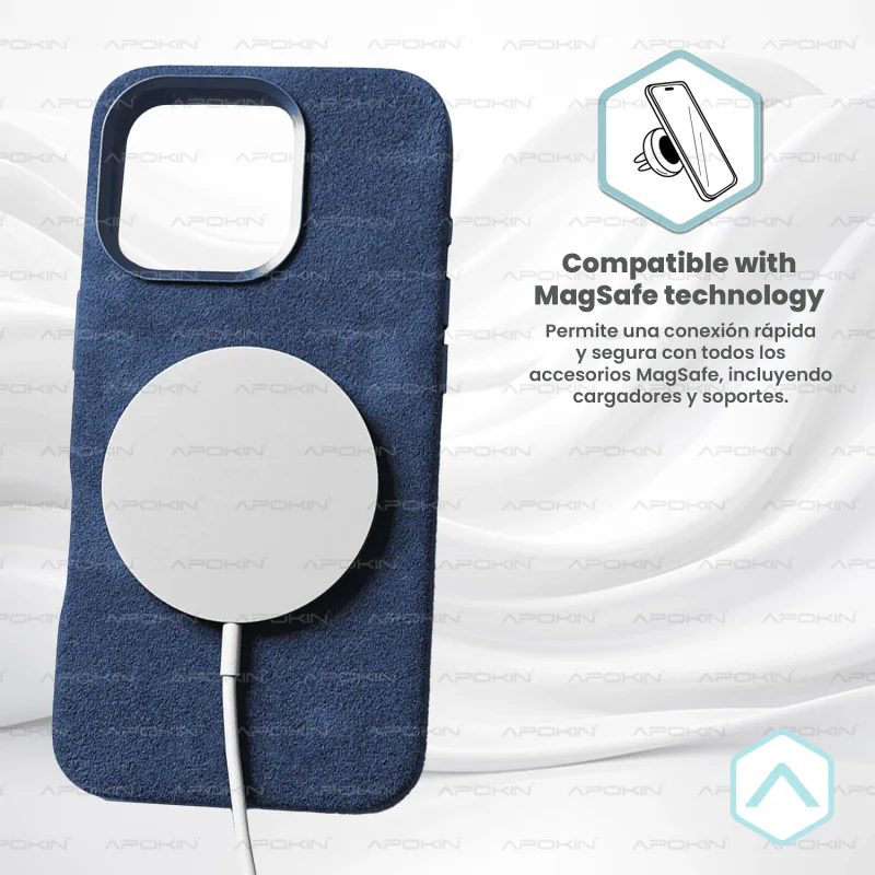 Capa Apokin para Apple iPhone 12 e iPhone 12 Pro em Pele Alcântara Cinza - Imagem 4