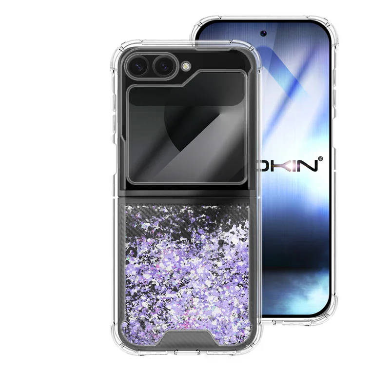 Capa Apokin Samsung Galaxy Z Flip 6 Gel com Purpurina Azul Turquesa - Imagem 2