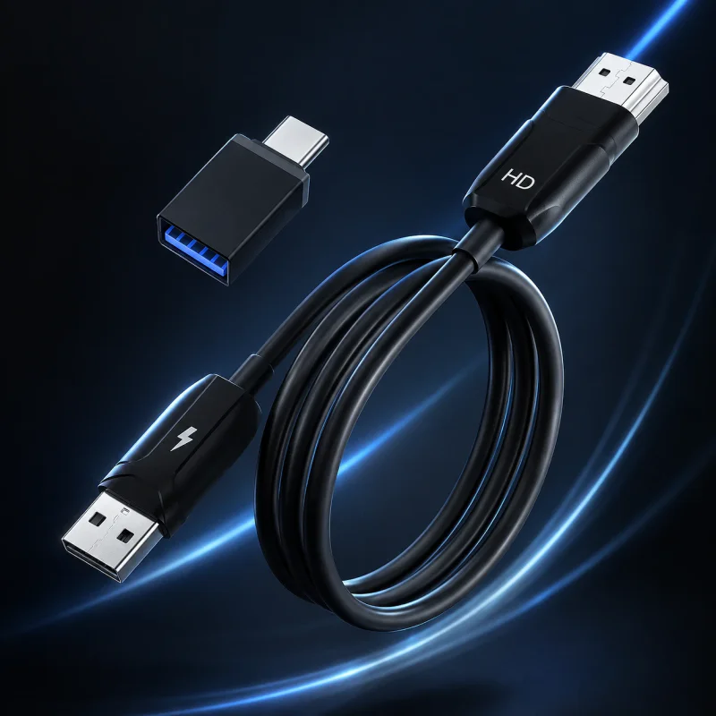 Cabo Apokin USB-C e USB-A para HDMI Preto - Imagem 3