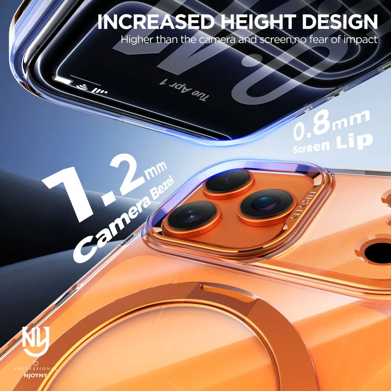 Capa Njoyny Phantom Armor com Suporte para iPhone 17 Pro Várias Cores Laranja - Imagem 6