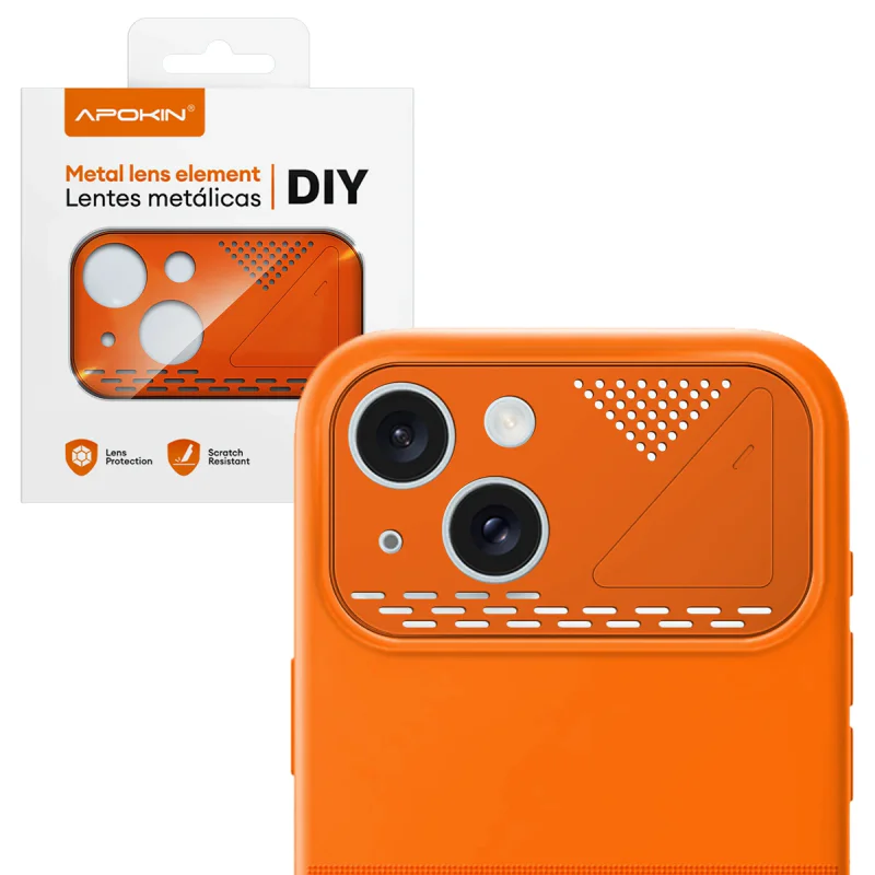 Protetor de Lentes Apokin em Alumínio para iPhone 15 Laranja - Imagem 5