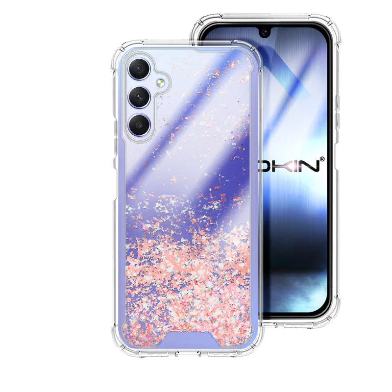 Capa Apokin em Gel com Brilho Glitter para Samsung Galaxy A34 5G Azul turquesa - Imagem 3