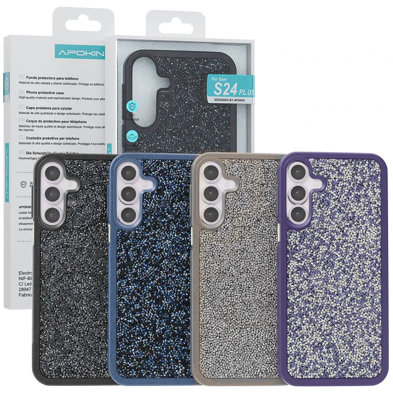 Capa Apokin para Samsung Galaxy S24 Plus e S25 Plus Silicone com Cristais Lilás - Imagem 1