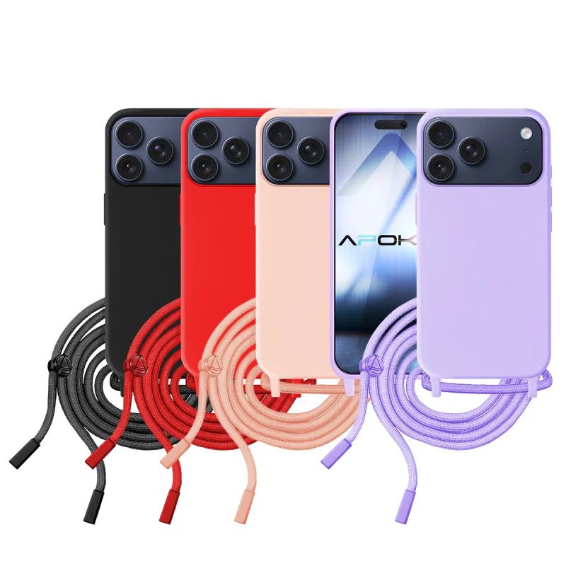 Capa Suave Apokin com Cordão para iPhone 17 Pro / 18 Pro Vermelho - Imagem 1