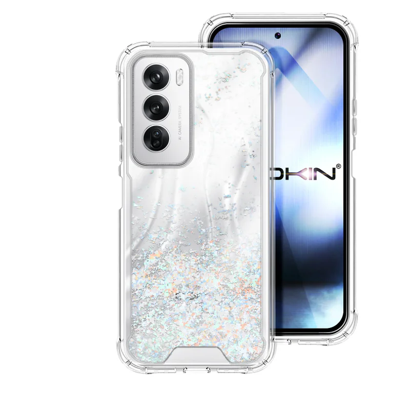 Capa Gel Apokin para Oppo Reno 12 Transparente com Glitter Rosa - Imagem 5