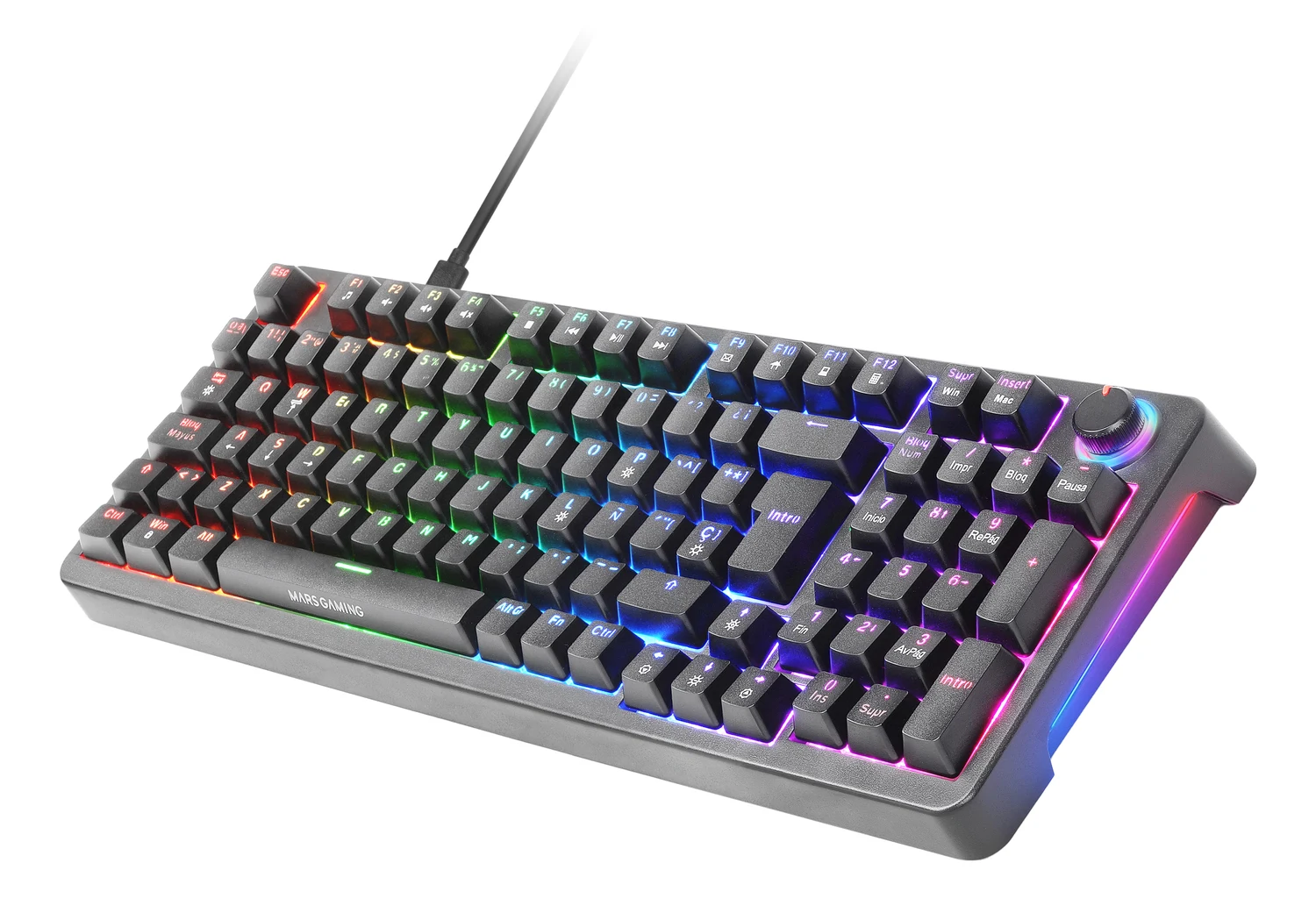 Teclado Mecânico Mars Gaming MKPRO Hotswap RGB Switch SKN Yellow Layout PT Preto - Imagem 2