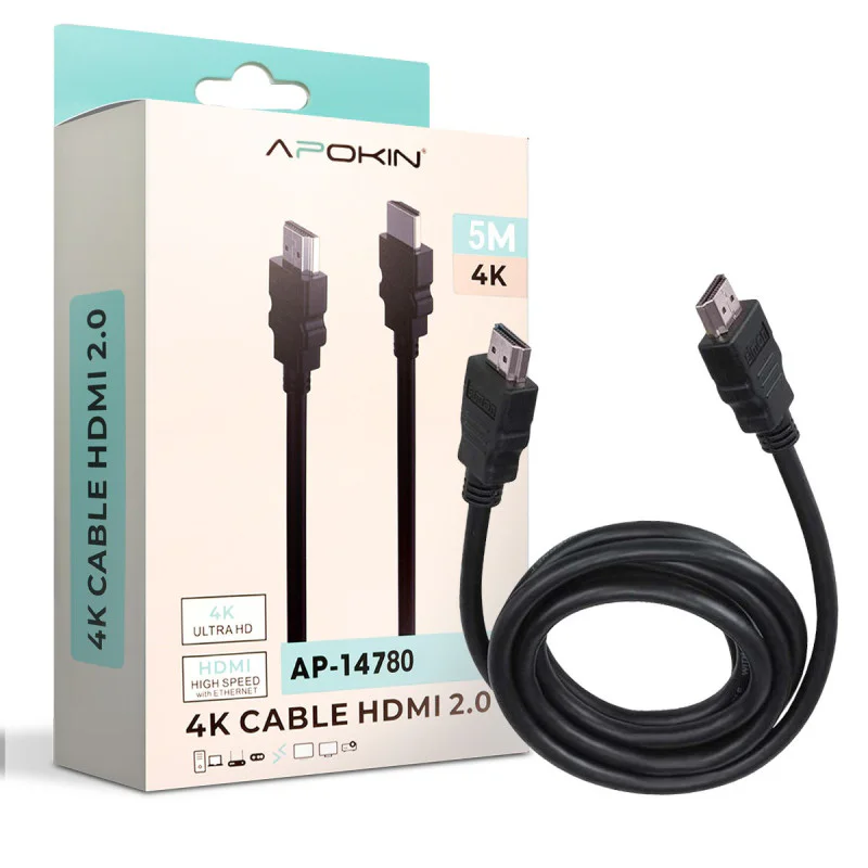 Cabo HDMI Apokin 4K Ultra Alta Definição 5 m Preto