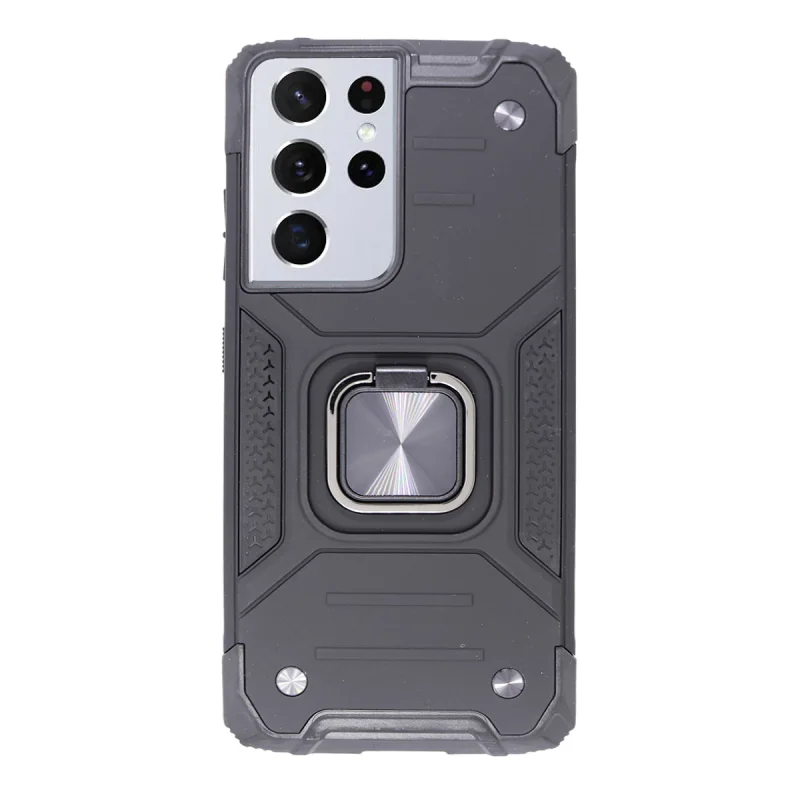 Capa Armor Apokin para Samsung Galaxy S21 Ultra com Suporte Anel 360 e Íman Preto