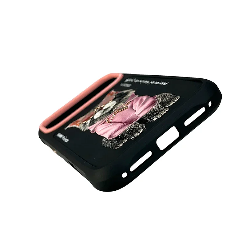 Capa Nimmy Bordada Apokin para iPhone 16 Pro Max com MagSafe Gato Preto - Imagem 5