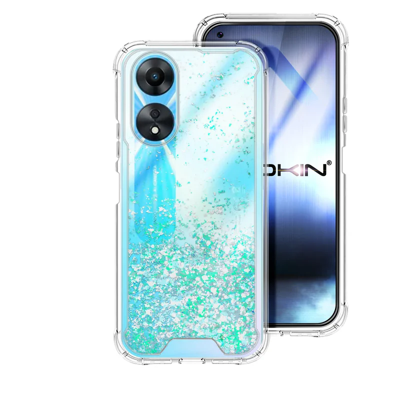Capa Apokin para Oppo A58 / A78 5G em Gel Transparente com Glitter Rosa - Imagem 4