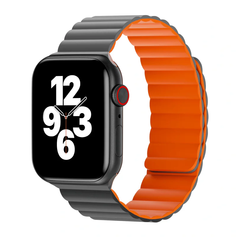 Pulseira de Silicone Apokin para Apple Watch 38, 40 e 41 mm Cinzento e Laranja