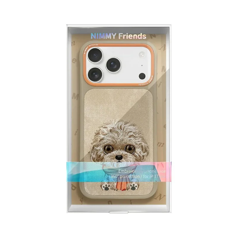 Capa Bordada Apokin Nimmy Olhos Grandes 2.0 para iPhone 17 Pro e 18 Pro Bege - Imagem 2