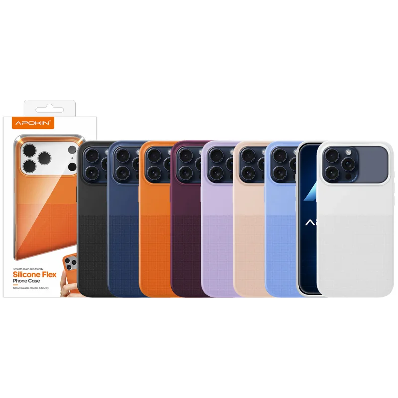 Capa Apokin para iPhone 13 Pro, 14 Pro e 15 Pro em Silicone Flexível Lilás - Imagem 1