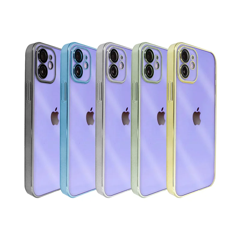 Capa Rígida com Contorno Cromado para iPhone 12 Prata - Imagem 1