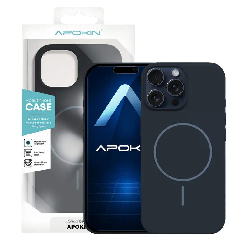 Capa Apokin para iPhone 15 Pro Max em Silicone Premium com MagSafe Fúcsia - Imagem 2