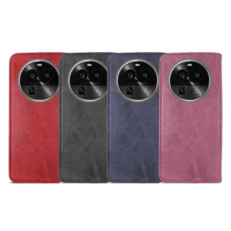 Capa Apokin para Oppo Find X6 Livro em Pele Sintética com Porta-Cartões Preto