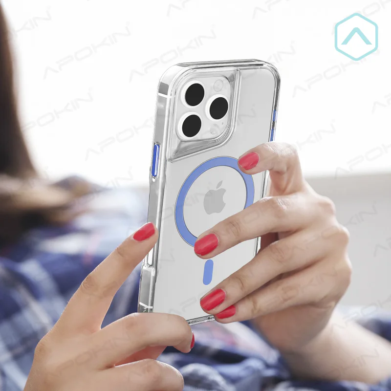 Capa Apokin para Apple iPhone 15 Pro com MagSafe Transparente Branco - Imagem 6