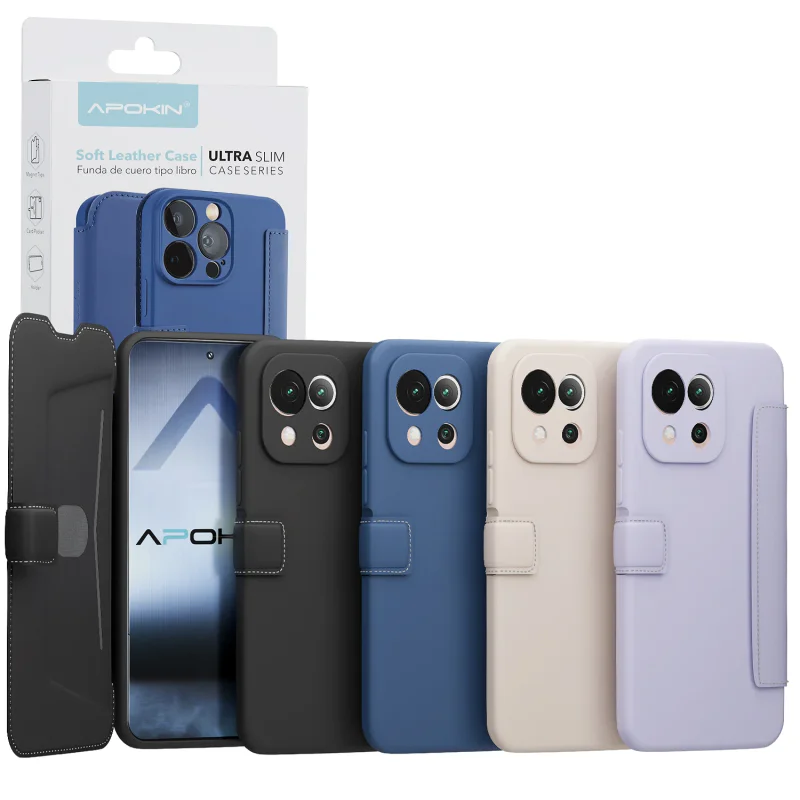Capa Apokin para Xiaomi Mi 11 Lite Silicone Efeito Pele Preto