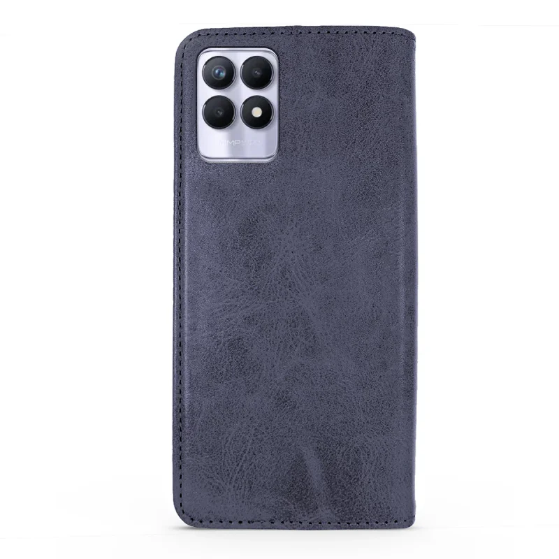 Capa em Pele Sintética Apokin com Porta-Cartões para Realme 8i Azul - Imagem 6