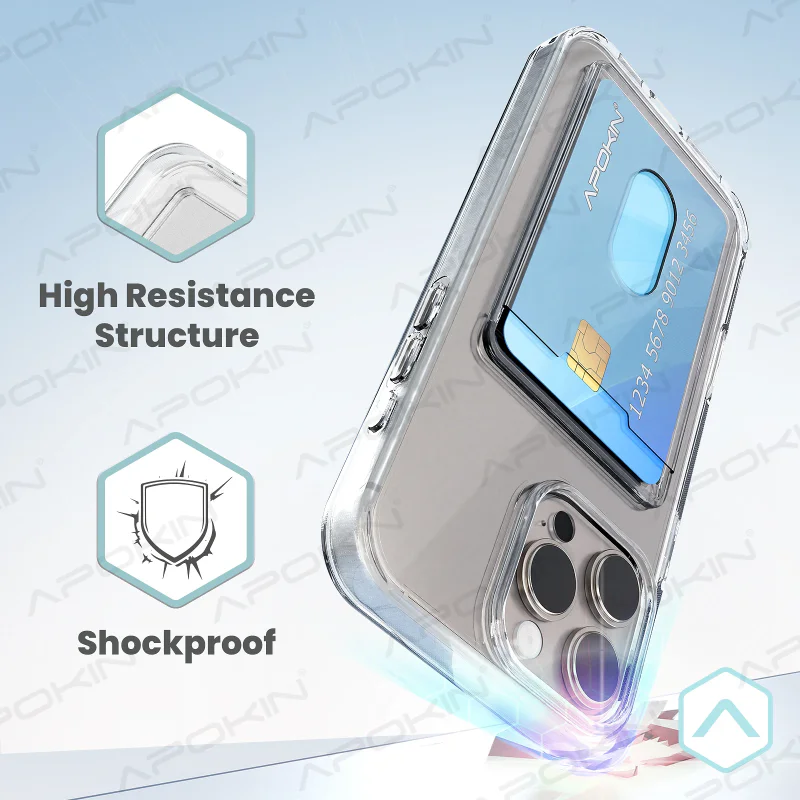 Capa Apokin para iPhone 16 Transparente com Porta-cartões - Imagem 2