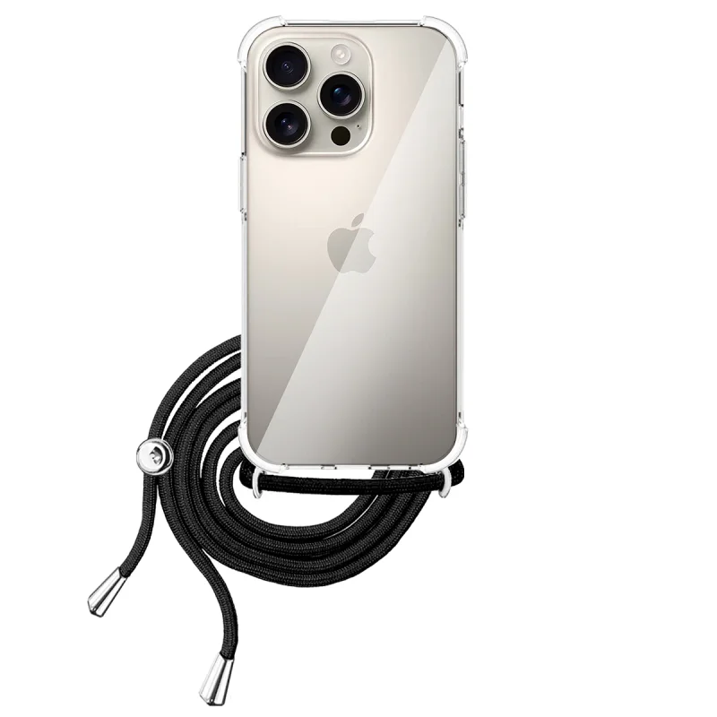 Capa de Gel Apokin para iPhone 16 Pro com Cordão Transparente