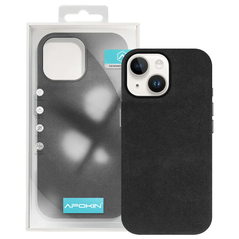 Capa Apokin Efeito Pele Alcântara para iPhone 13 e 14 Azul - Imagem 6