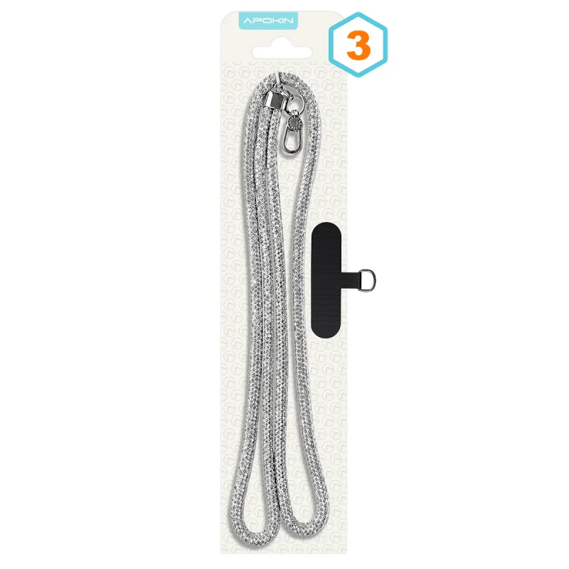 Cordão Universal Apokin com Pendente de Diamante e Adaptador para Telemóvel Branco - Imagem 4